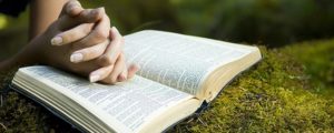 Healing Prayer - Young woman reading bible by stream in summer - Healing and Keeping Prayer