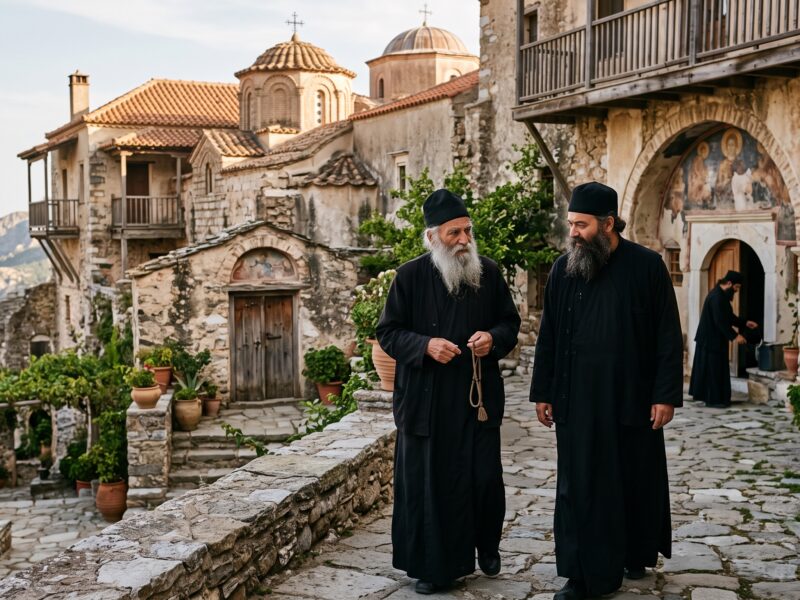 Greek Orthodox Monks: Life, Faith, Prayer and Monasteries - Description : Who are the Greek Orthodox monks? Life on Mount Athos, the Jesus Prayer, how a monk is made, Meteora and other monasteries. A full guide with FAQ.