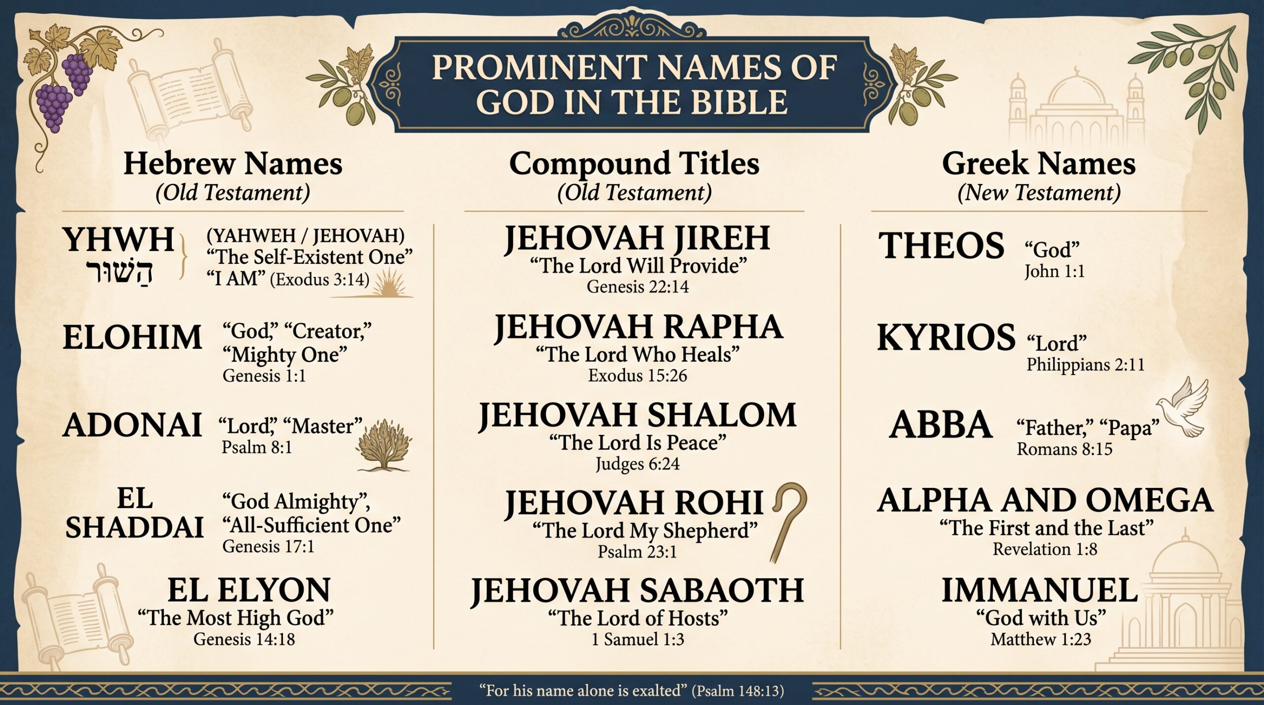 What are the different names of God, and what do they mean. Names of God. God Names. Jehovah. Elohim. Bible Gods names. Biblical names of God